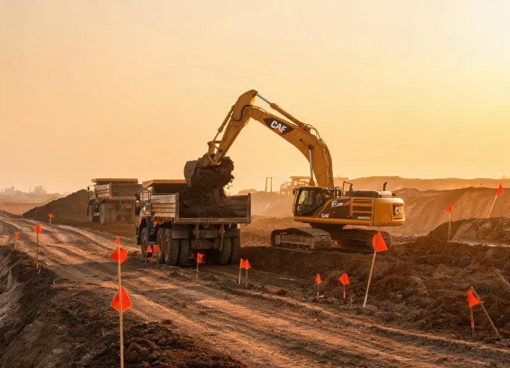 Case Construction excavator on documented highway project