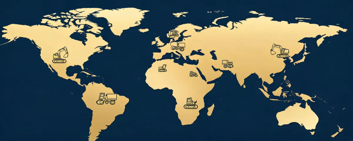 Map of Case Construction regional parts hubs worldwide