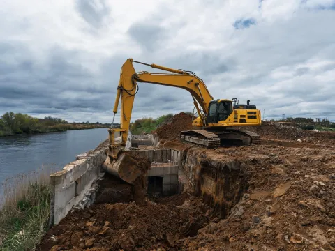Foundation excavation for bridge abutment